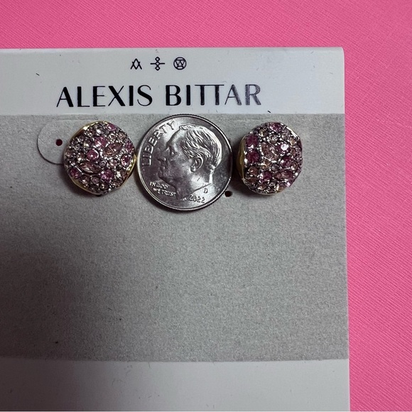 Alexis Bittar Solanales Crystal Round Stud Earrings-Pink NWT